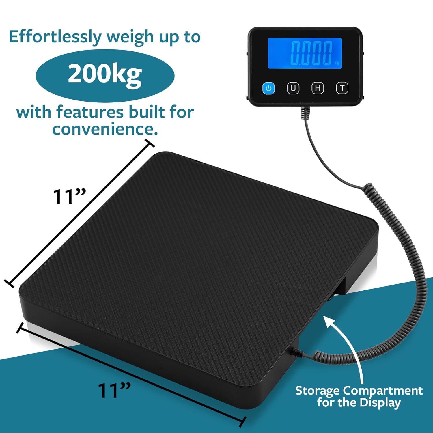 Smart Weigh Digital Postal Shipping Scale, 220 lb Capacity, 0.1 oz Readability, Hold & Tare Function, Includes Batteries & USB-C, Large LCD Display