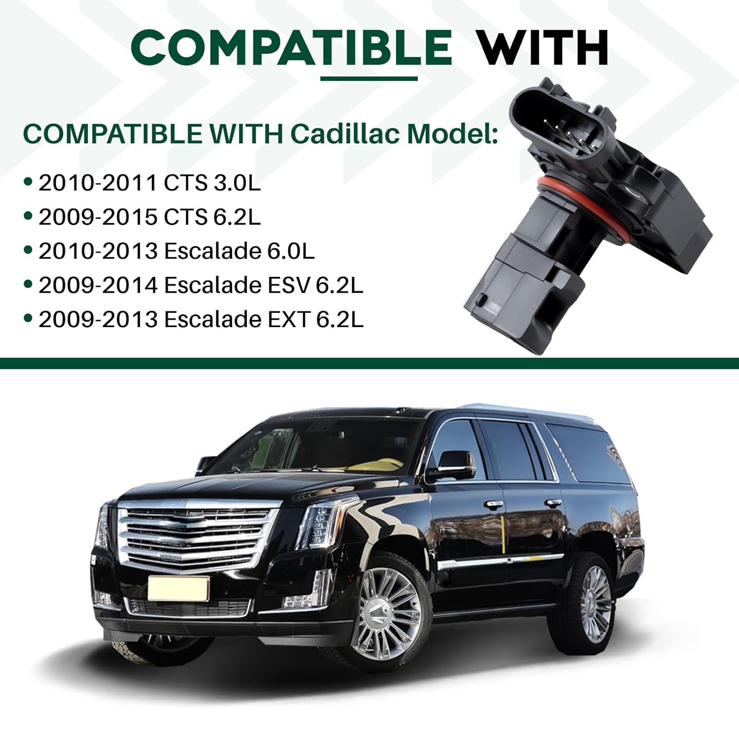 Mass Air Flow Sensor Meter 5-Pins MAF Sensor Compatible with Chevy Avalanche Silverado Suburban 1500 2500 Tahoe, GMC Sierra 1500 2500 Cadillac Replace 23256991 10393948 AF10060