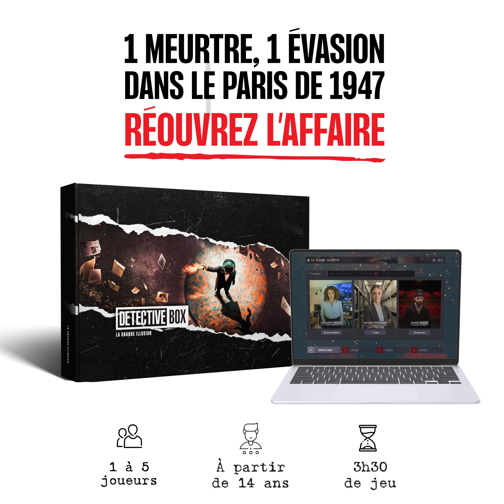 La Grande Illusion - Enquête immersive à Paris en 1947 – Jeu d’Investigation & énigmes historiques - Escape Game narratif (3h de Jeu, 1 à 5 Joueurs, dès 14 Ans, Connexion Internet)