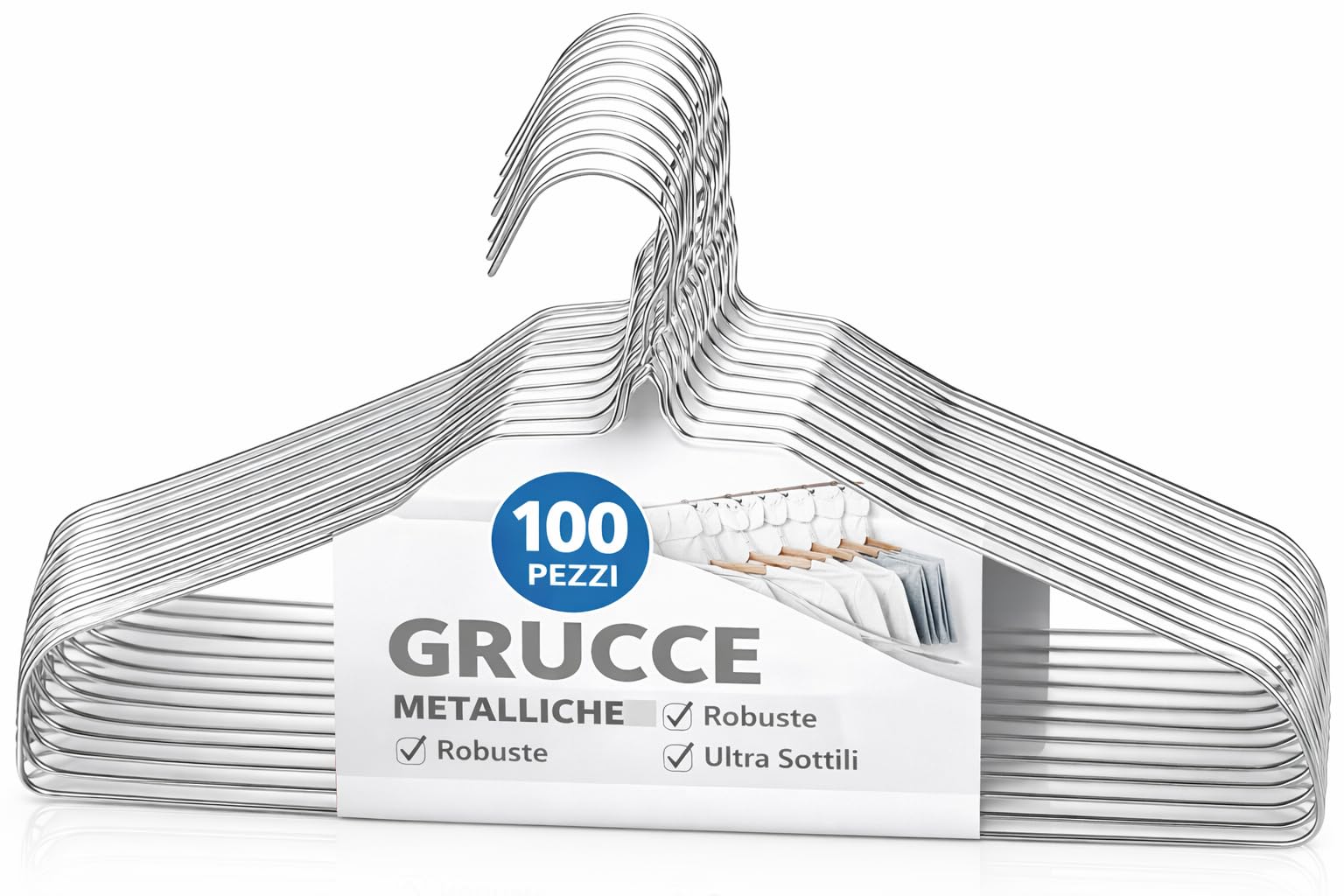 RAMPI Grucce in Ferro zincato 40 cm Appendiabiti salvaspazio Professionali per Lavanderia 100 Pezzi