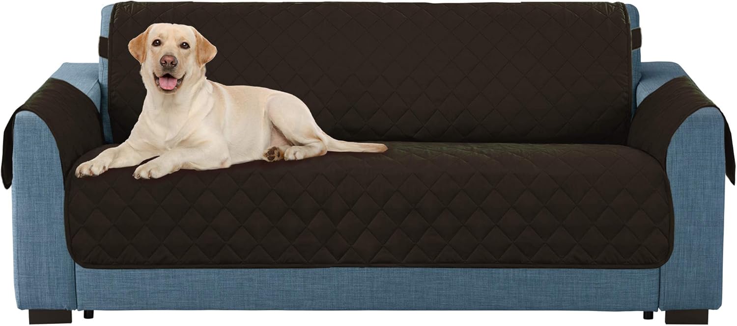 E-Living Store Z01685 Reversible Furniture Protector with 2 Inch Elastic Strap, Machine Washable, Perfect for Pet and Kids, Seat Width Up to 54", Loveseat, Chocolate