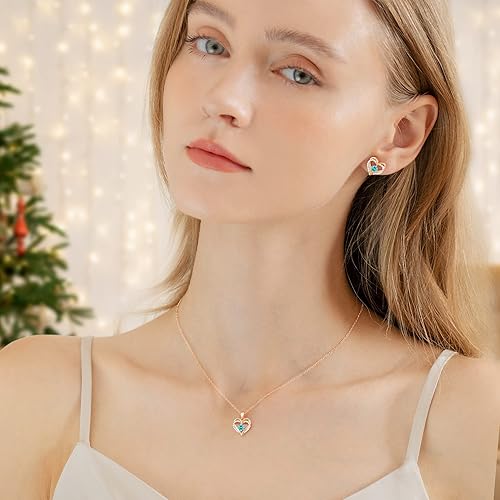 Miniatura 10 de CDE Conjuntos de joyas para mujer con dije de corazón de amor plata de ley 925 con circonita de piedra natal cumpleaños aniversario día de San