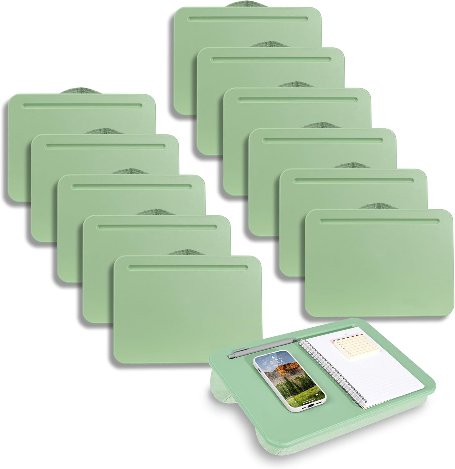 LAPGEAR Compact Lap Desk - Fits up to 15 Inch Laptops - Pack of 12 - Sage Green - Style No. 43021