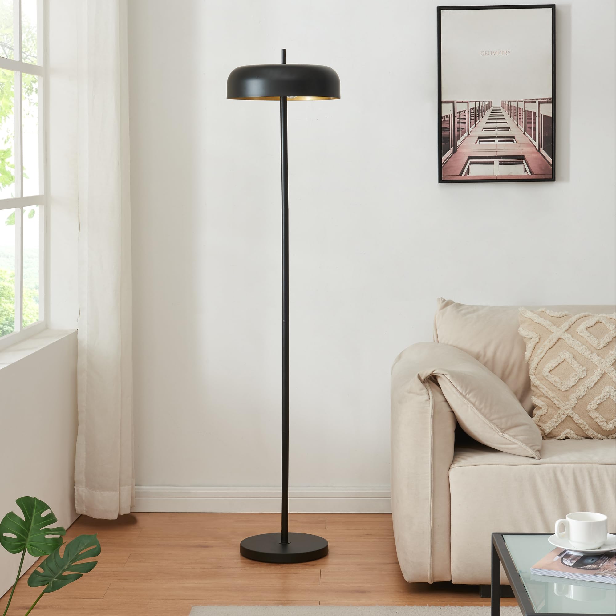 lux.pro Lámpara de Pie Barton Moderna Lámpara de Lectura para Despacho Salón Dormitorio Versátil Estable 2x E27 60W Metal Altura 159 cm Pantalla: 10x35 cm - Negro