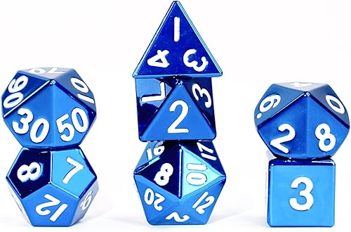 FanRoll 16mm Metal Polyhedral DND Dice Set: Blue, Role Playing Game Dice for Dungeons and Dragons