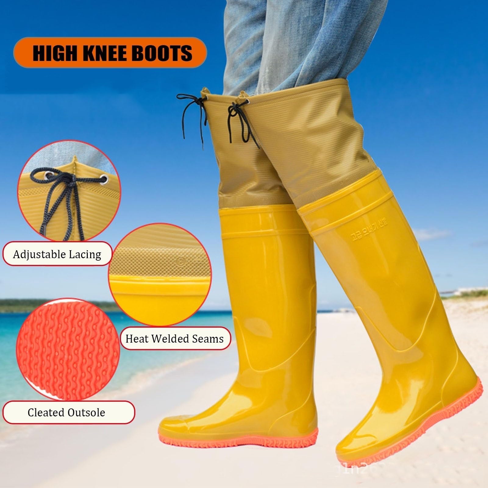 Watstiefel Watstiefel Für Herren Und Damen, Für Angeln Und Jagen, Leichte wasserdichte Hüftstiefel Aus PVC, Für Den Außenbereich, Kniehoch, 60 cm