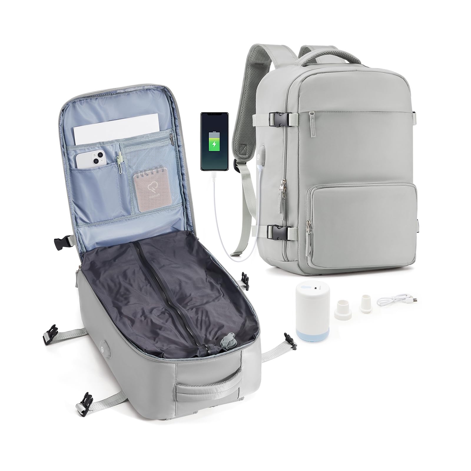 suradar Vacuum Travel Backpack with Pump Vacuum Compression Seal Vacpack Air Backpack Laptop Backpack for Women Men Carry on Backpack Personal Item