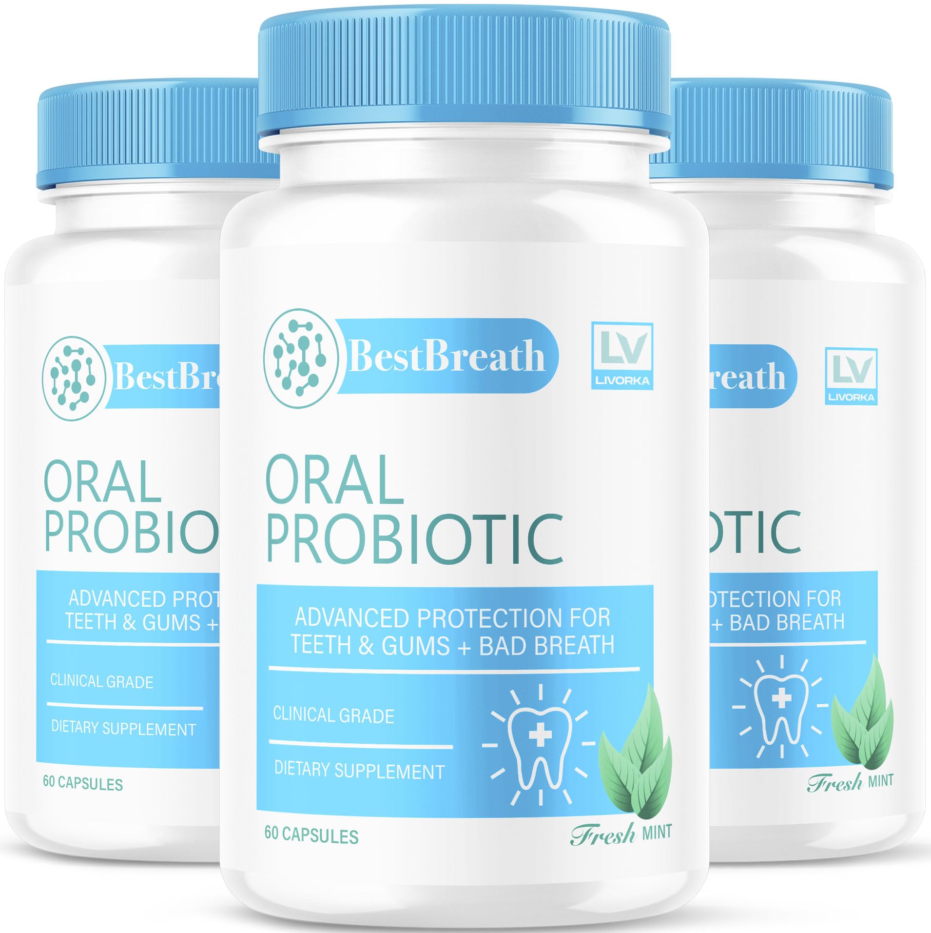 Best Breath Capsules 3 Pack Advanced Oral Probiotic Pills by LIVORKA