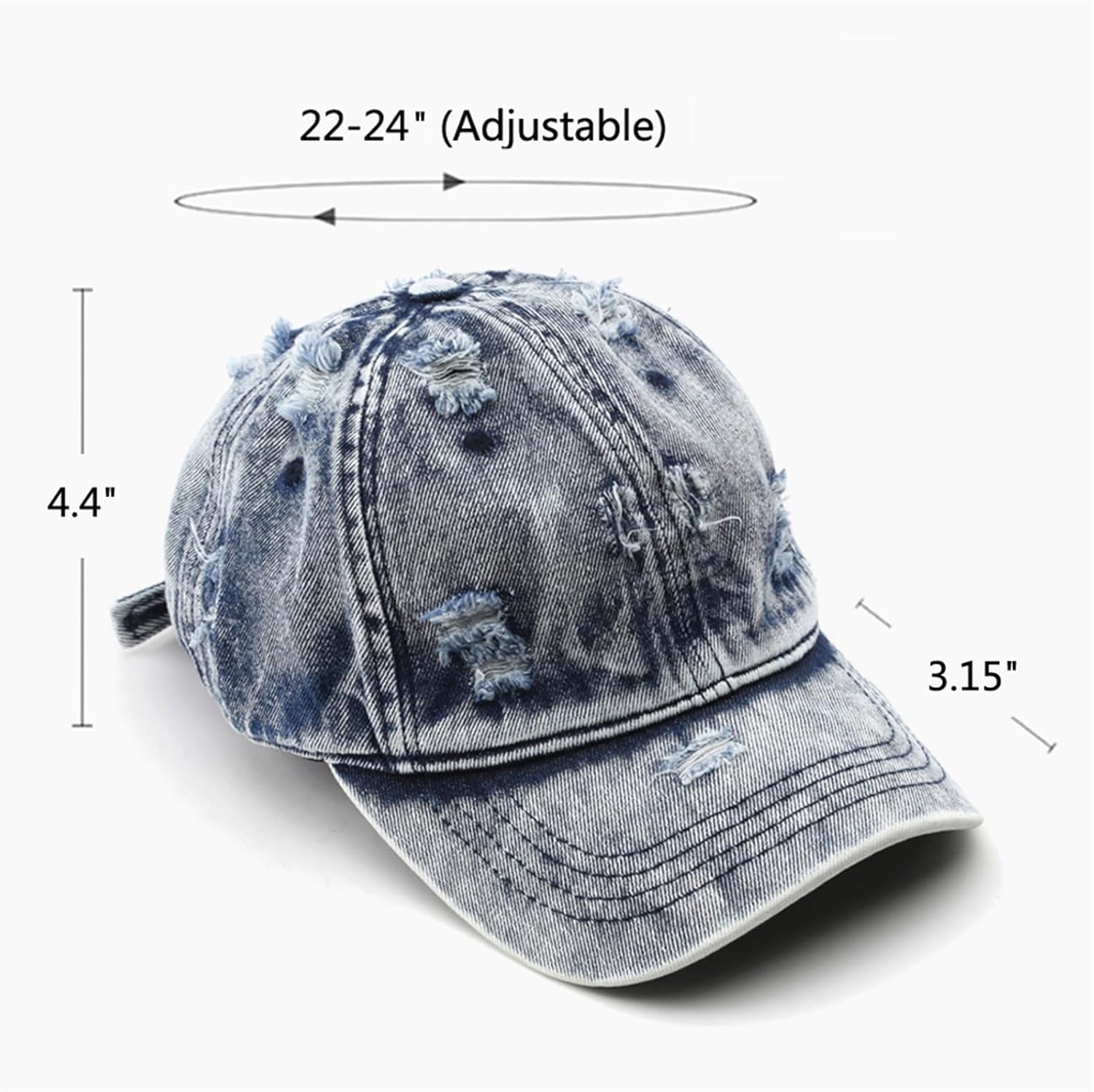 Vintage Washed Distressed Baseball Cap Unconstructed Cotton Denim Trucker Dad Hat for Men Women Headwear - Image 2