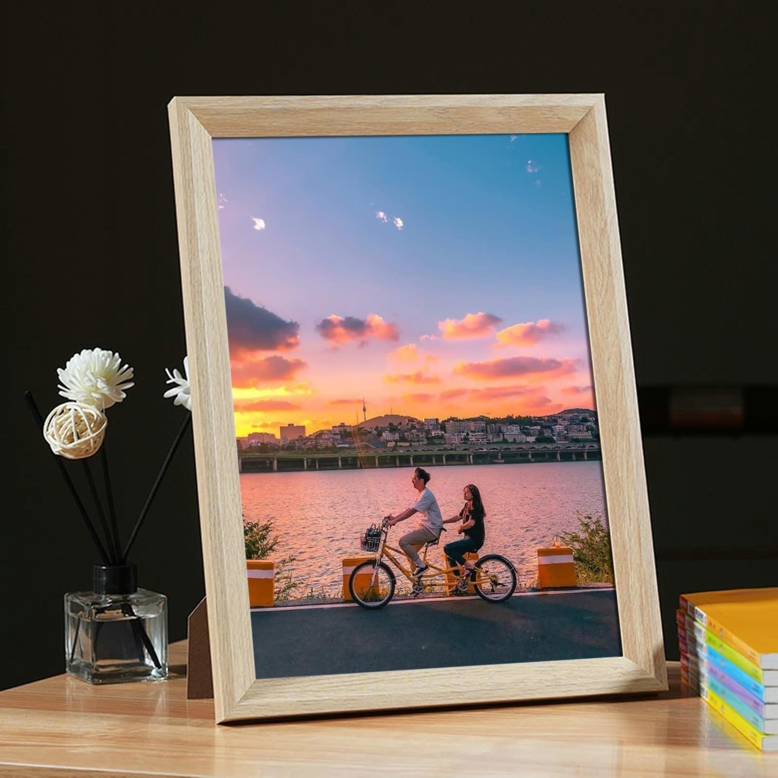 Fotorahmen MDF, Rechteck Bilderrahmen 20.32X25.4cm Tischplatte & Wand Picture Frame für Fotos, Bilder, Poster Horizontal & Vertikal Anzeige