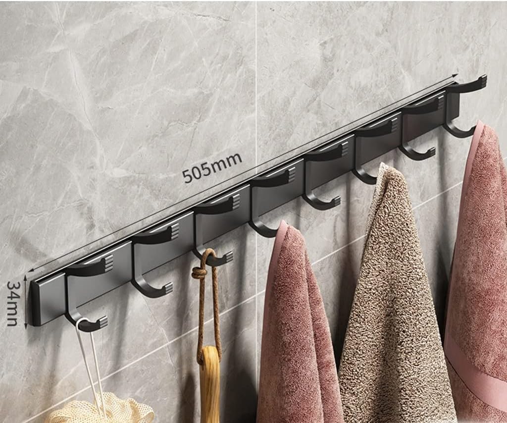 3/4/5/6/7/8 Hooks Coat Rack Wall Mount Hook Hanger Organizer Hat Clothes Hanging For Towel Jacket
