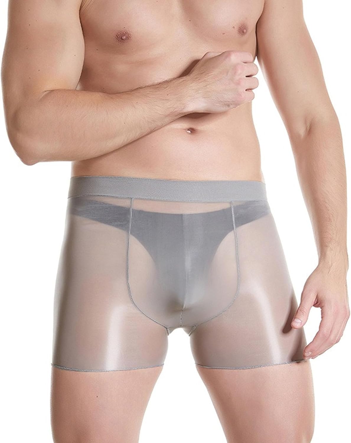 JEKE-DG Men Oily Shiny Ice Silk Underpants Low Rise Briefs Elasticity Trunks See Through Silky Glossy Boxer Briefs