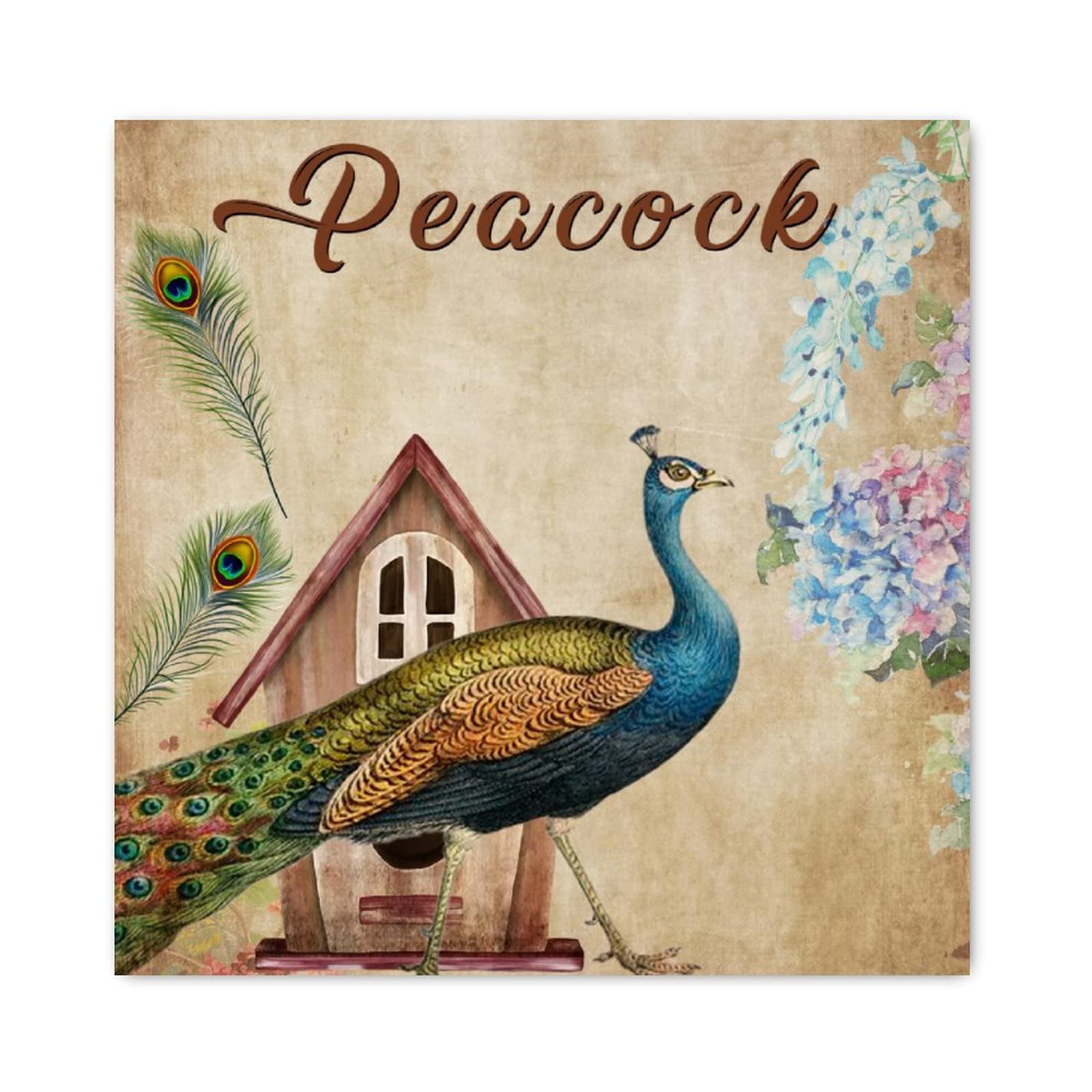 Décoration murale rustique en bois paon pour salon et chambre