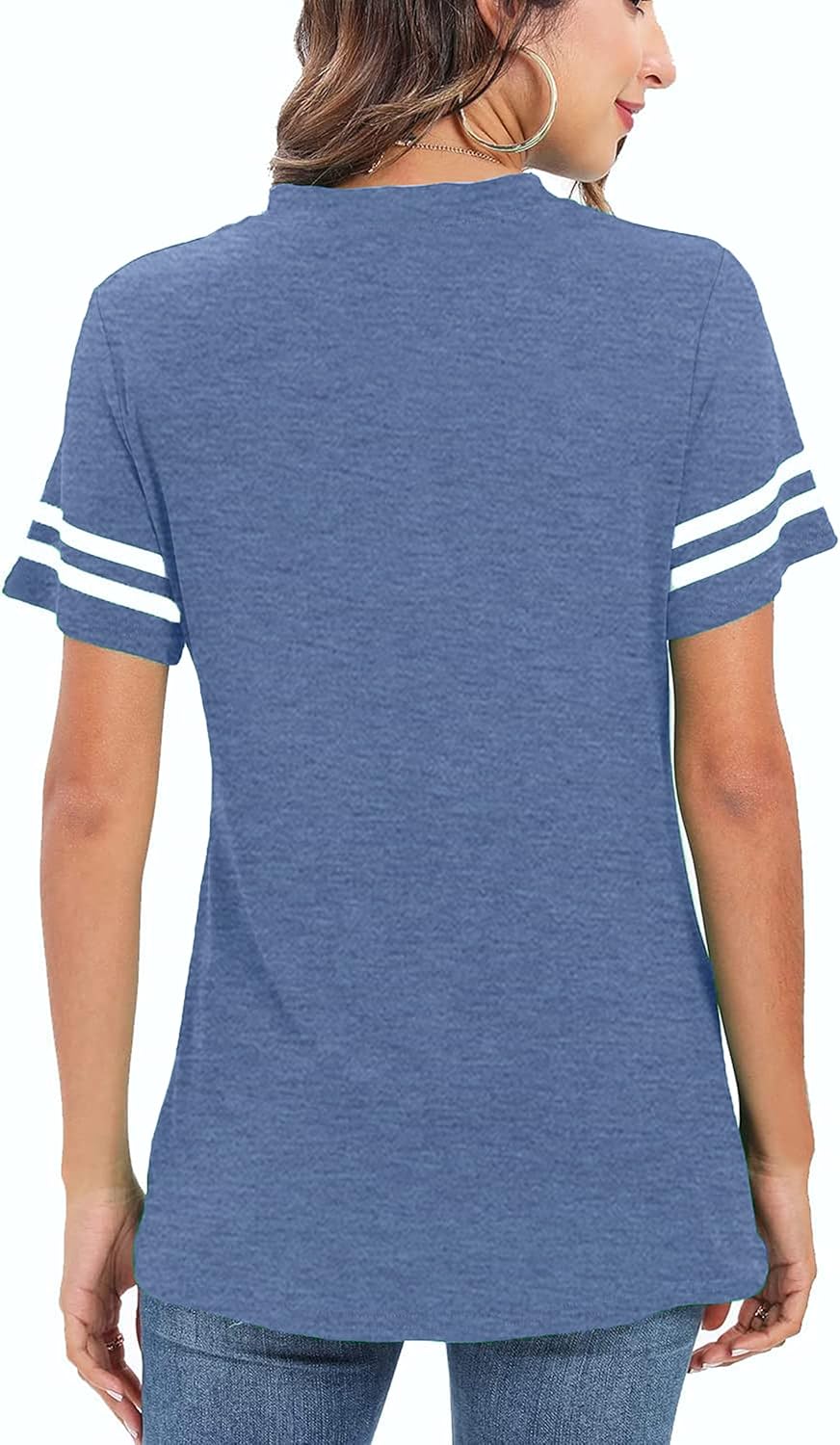 American Flag Shirts Women Patriotic Shirt 4th of July Tee Tops V-Neck Short Sleeve Summer T-Shirt - Image 4