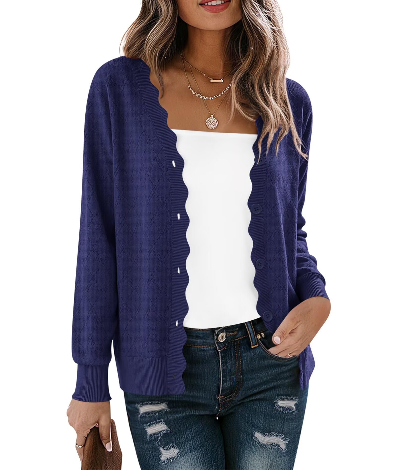 YGJIEGENG Damen Strickjacke Herbst Winter Cardigan Langarm Kurz Langarm Strickpullover Elegante V-Ausschnitt Vintage Klassisch Sweater Pullover S-2XL