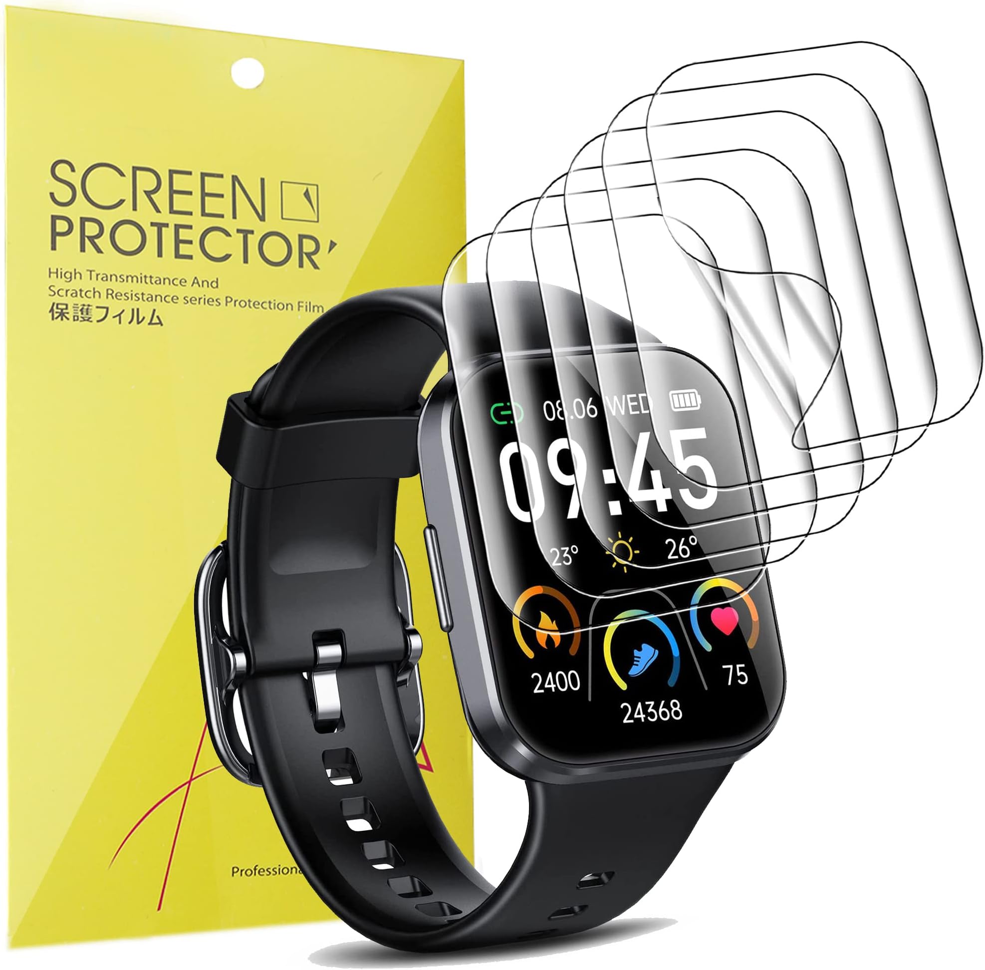 BlueshaweuCompatible for Aptkdoe Smart Watch 1.69" Screen Protector, [6 Pack] Full Coverage TPU Clear Film Compatible with Aptkdoe Q23 Smart Watch 1.69" / Q23 1.69 inch Smartwatch