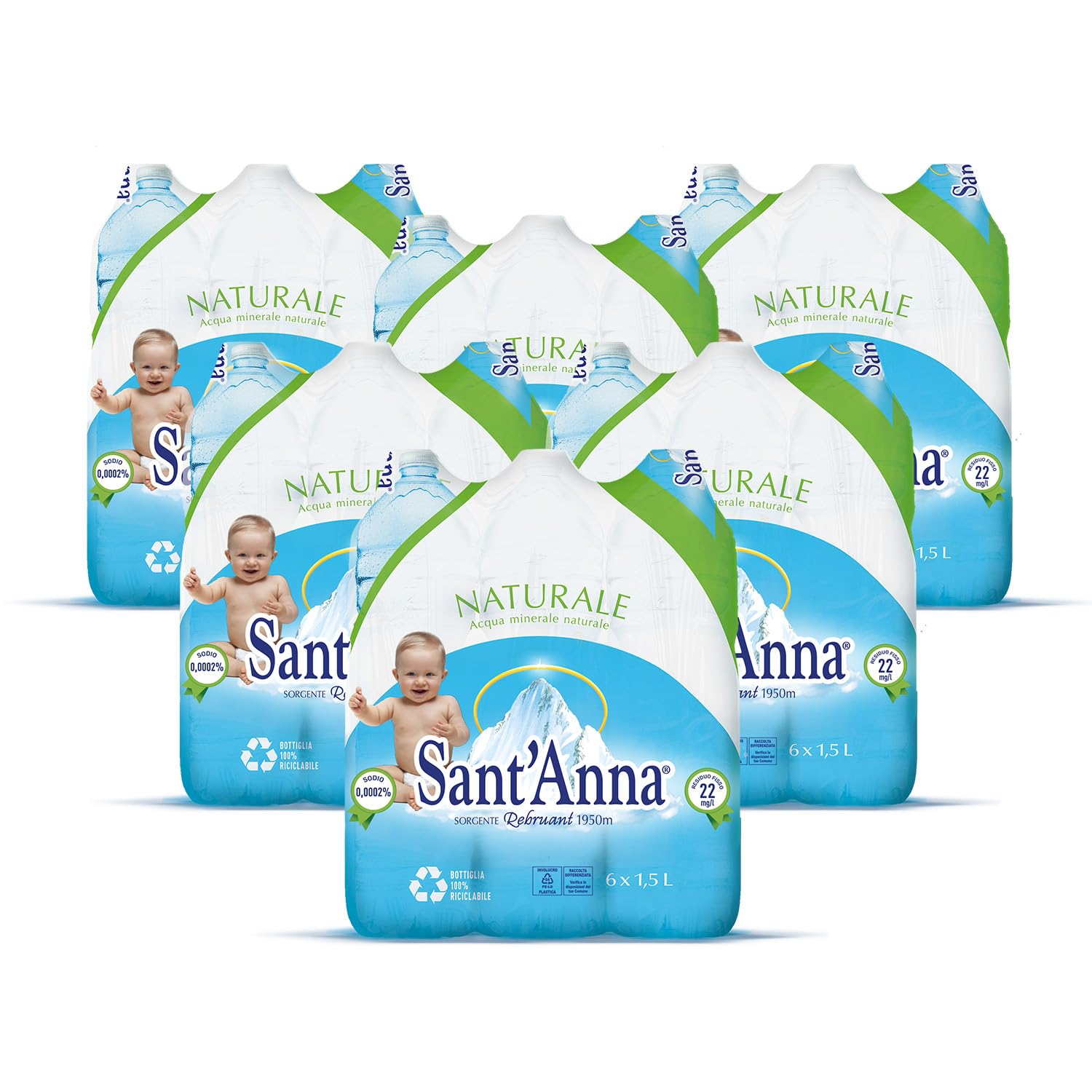 Acqua Sant'Anna Naturale 1,5L | Pack 36 Bottiglie | Acqua Minerale Oligominerale, Minimamente Mineralizzata| Fonte Alpina, Idratante e Leggera