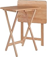 Winsome Alex 2-Pack Foldable Snack Tables - Solid Wood TV Trays for Living Room, Patio, 26" Natural Finish