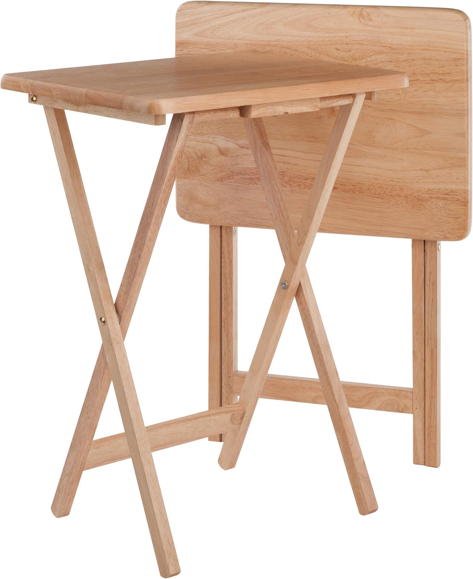 Winsome Alex Set of 2 Foldable Snack Tables, Easy to Store Small Portable Fold Up Table Set for Kitchen, Living Room TV Dining, Crafts, Puzzles, Work From Home