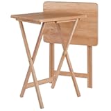 Winsome Alex Set of 2 Foldable Snack Tables&comma; for Living Room&comma; 26"&comma; Natural