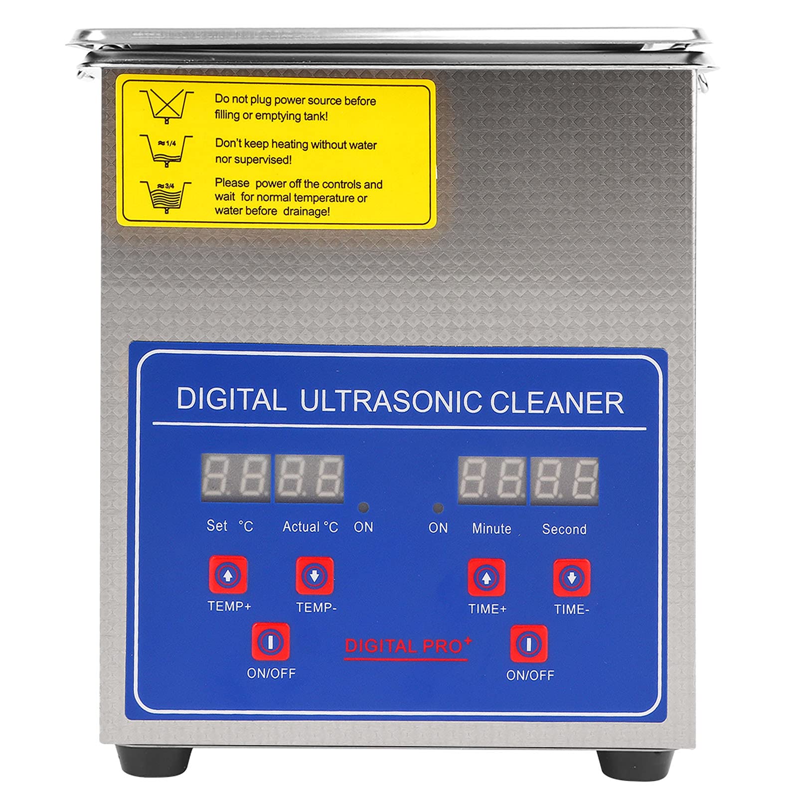Limpiador ultrasónico, limpiador ultrasónico de pantalla digital con temporizador digital para joyas gafas relojes monedas, ultrasónico baño dispositivo de acero inoxidable (2L)