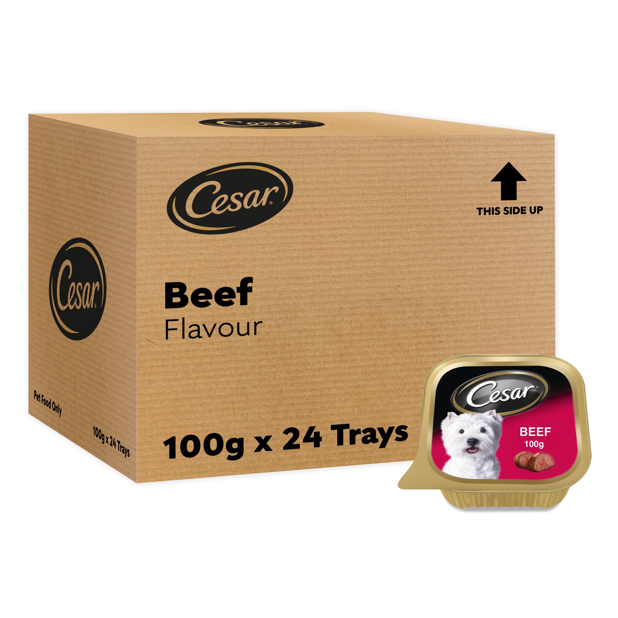 Dog Food, Beef Dog Wet Food, Tray of 24x100g, Formulated Without Grains, Complete and Balanced Dog Nutrition