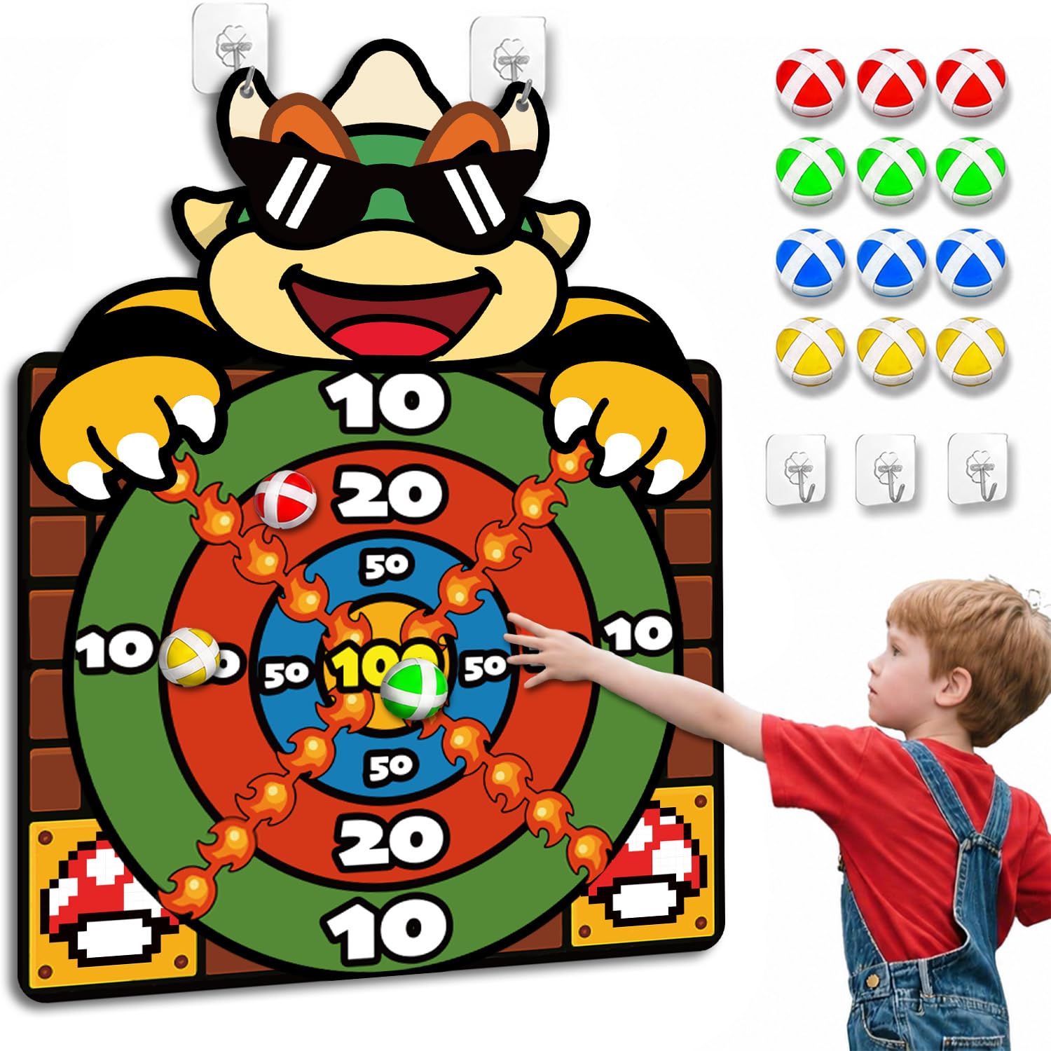 Super Bro Boys Toys, 65cm Dartboard Games with 12 Sticky Balls, Indoor Outdoor Toss Games for Kids, Christmas Birthday Gifts for Boys Girls ages 3-12, Kids Party Game, Garden Throwing Toys