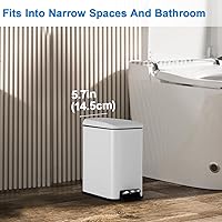 Vista 2 de FDW Cubo de basura pequeño de 1.3 galones de acero inoxidable para baño, con pedal, tapa interior de plástico extraíble para el hogar, cocina