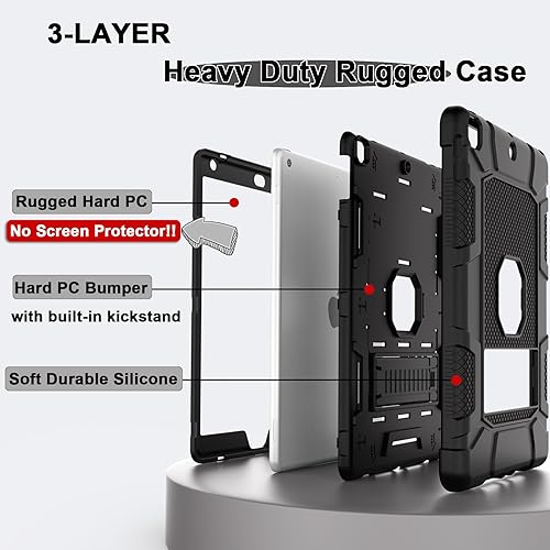 Miniatura 3 de Funda para iPad de 78 generación, funda para iPad 10.2, híbrida, resistente, a prueba de golpes, funda de protección contra caídas construida con
