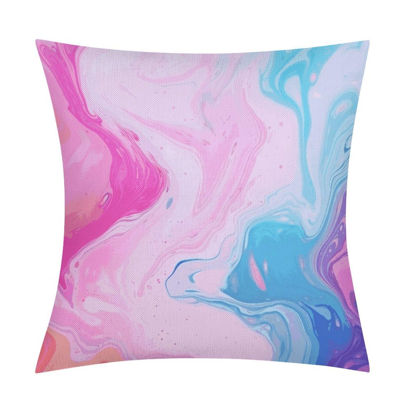 Colorful Marble Pastel Pink Blue Purple Throw Pillow Covers Farmhouse Pillow Cover Standard Pillow Shams Decorative Square Pillowcases Soft Pillow Cases Wrinkle Fade Resistant for Couch Home 18x18 Inc