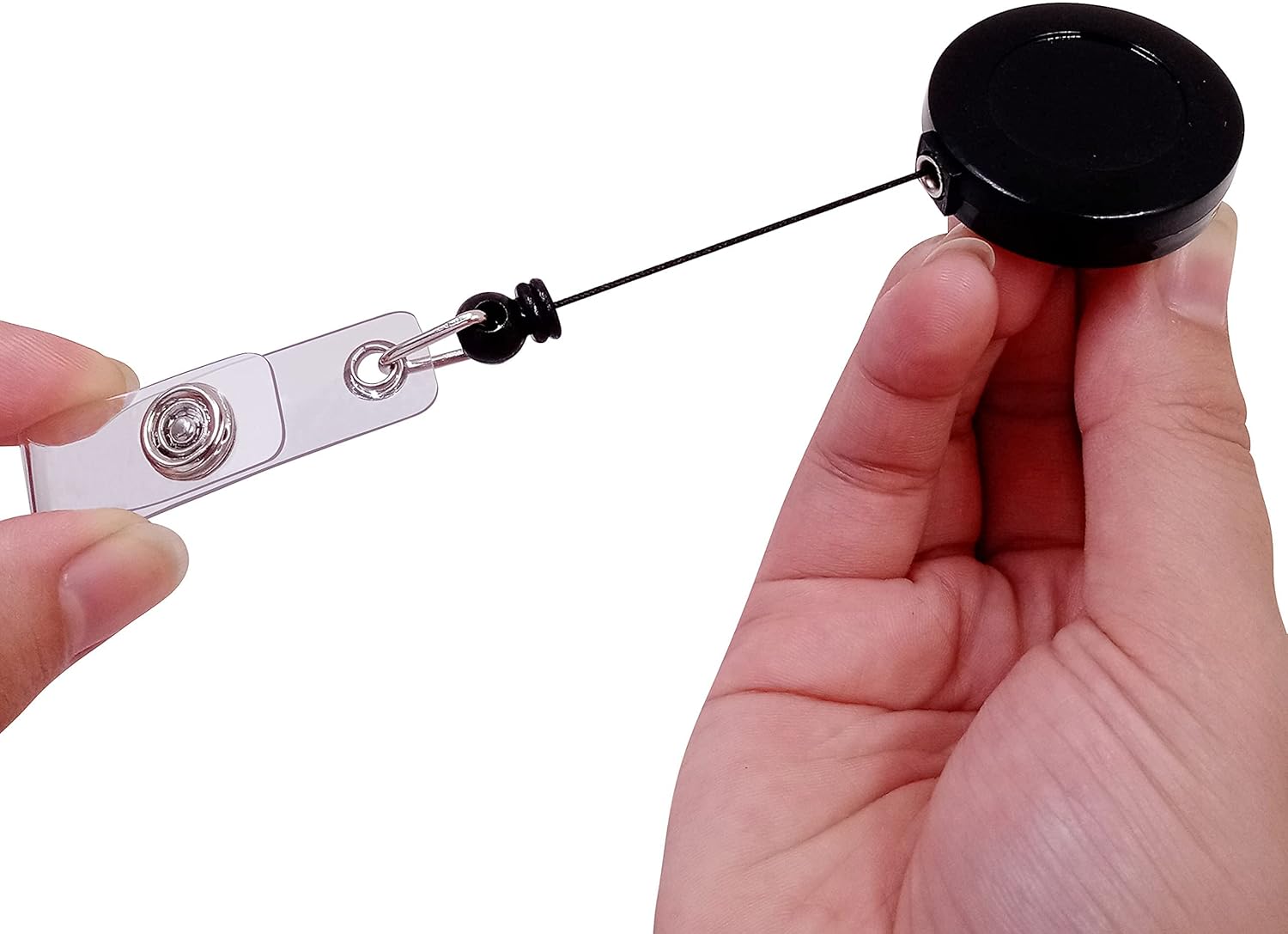 5 Pack Retractable ID Badge Holder Reels with Swivel Alligator Clip Bulk Pack Premium Badge(Black) - Image 2