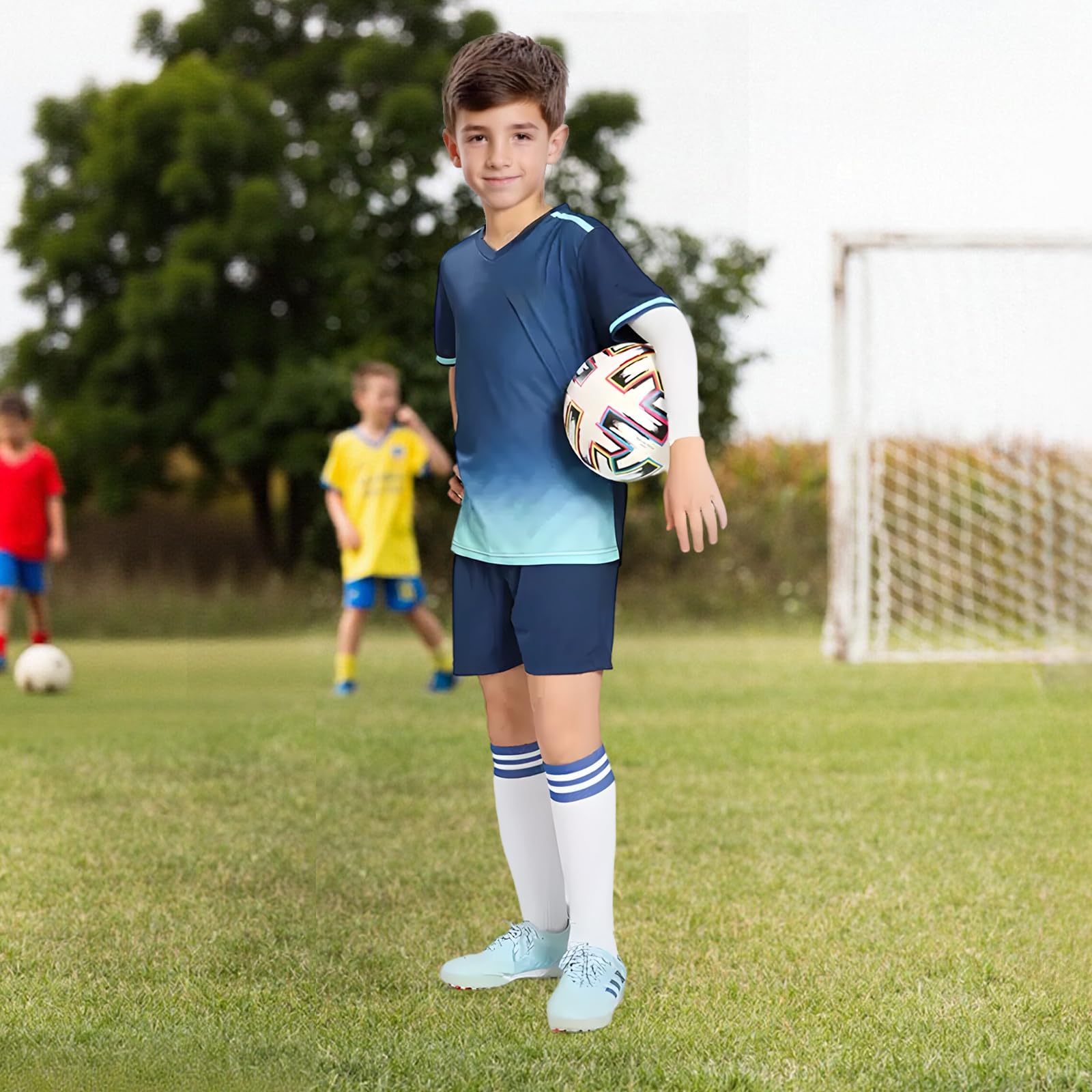 Fußballtrikot Kinder Set Sport, Schnell Trocknende Sportsachen Trikot für Kinder, Fussball Trikot Set Trainingsanzug Shorts und T-Shirt