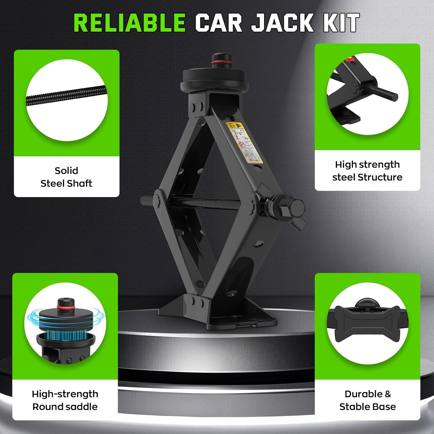 Car Jack kit for Ford Mustang Mach-E 2021-2025, 2.5 Ton Scissor Lift Jack for Mustang Mach-E with Rubber Pad, Portable Tire Changing Kit Suit for Ford Mustang Mach-E Series