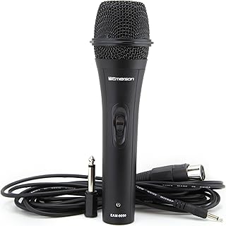 Emerson EAM-9000 Professional Wired Microphone, Durable Metal Construction, XLR Connection, and Noise-Reduction Technology – Ideal for Vocal Performances, Karaoke, and Recording