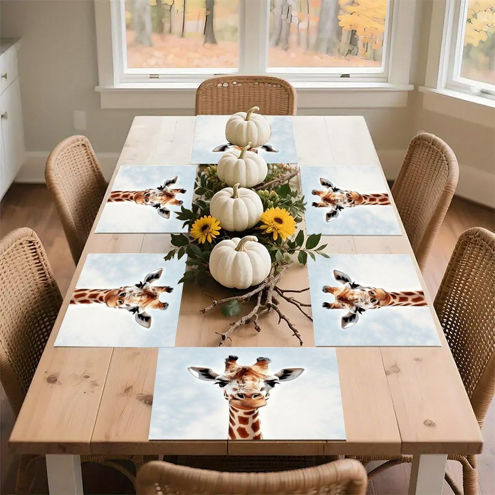 Clever Giraffe Placemats Non-Slip Heat Resistant Table Mats Flax Washable Cloth Place Mats Easy to Clean Premium Placemat for Kitchen Dining Table Decor Party Outdoor