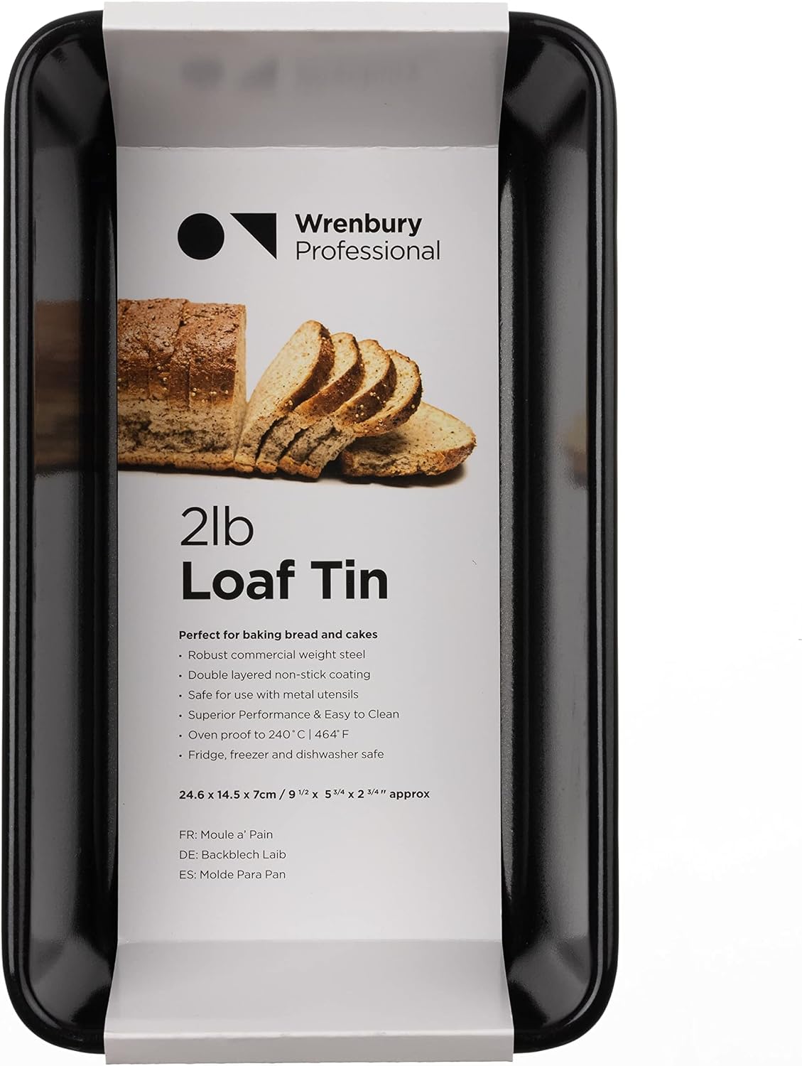 Wrenbury Pro 2lb Loaf Tin with 10 Year Guarantee - Non-Stick Carbon Steel Bread Tin for Baking Banana Bread Sourdough & Cake