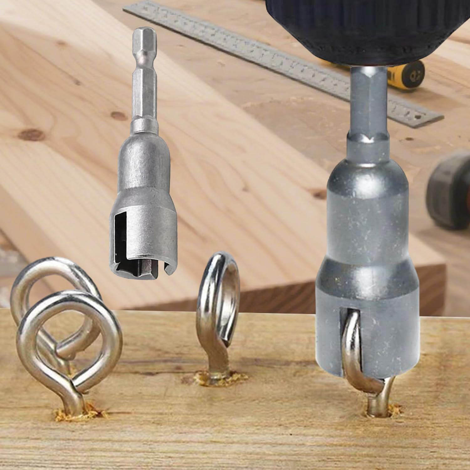 Wing Nut Driver, Power Wing Nut Drill Bit Socket Tool with 1/4 Quick Connect Hex Shank, for Panel Nuts, Screws Eye, C Hook Bolt, Q-Hanger