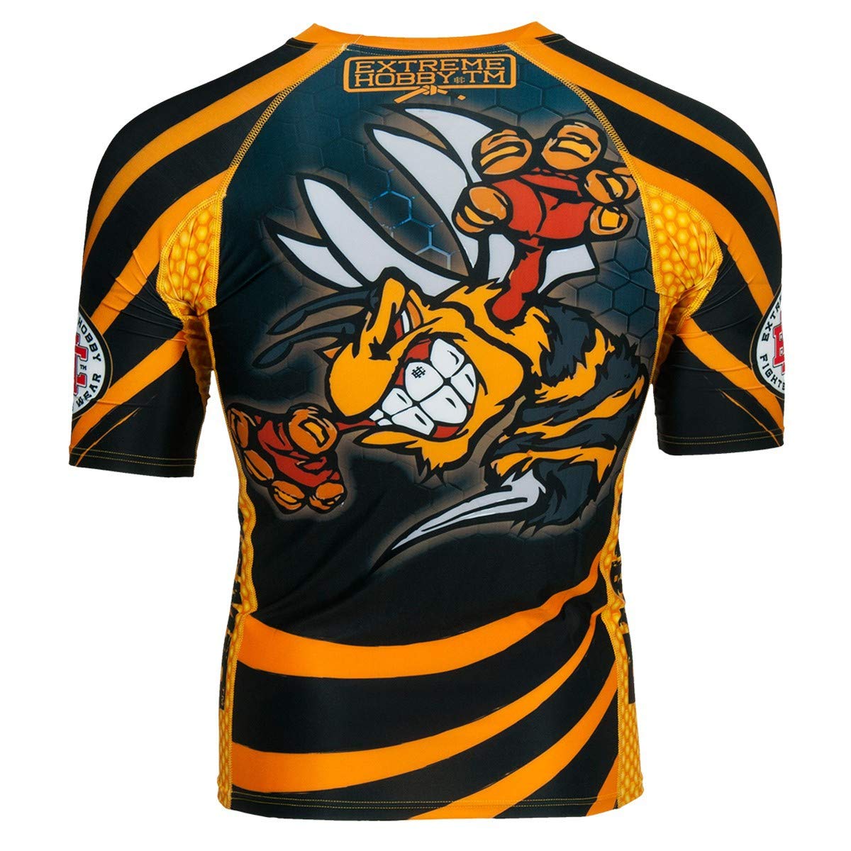 Koszulka kompresyjna z krótkim rękawem Rashguard Hardcore Training Rash Guard, męska koszula kompresyjna, MMA, bokserska, koszulka funkcyjna, męska koszulka z krótkim rękawem, koszulka kompresyjna, męska koszulka do biegania, koszulka sportowa.., Wasp Bla