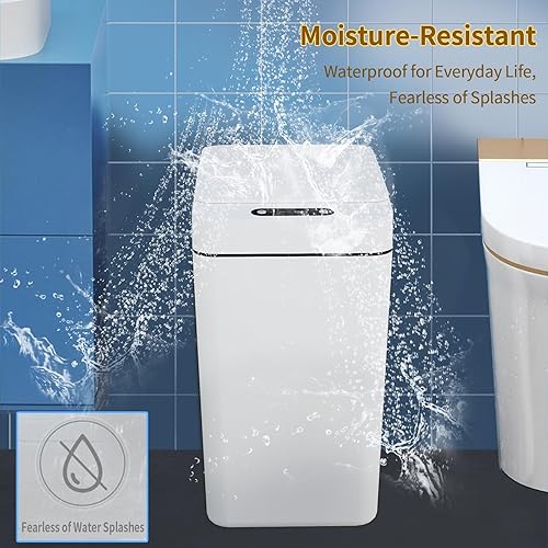 Miniatura 2 de HABANN Basurero inteligente de 2.6 galones con tapa, sensor de movimiento infrarrojo, impermeable, estrecho, pequeño, para cocina, baño, oficina,