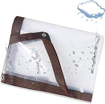 Waterproof Transparent Tarps 33ft, Heavy Duty Outdoor Transparent Tarpaulin, Clear Tarpaulin Reinforced Eyelets Emergency Rain Shelter, Outdoor Cover and Camping Use