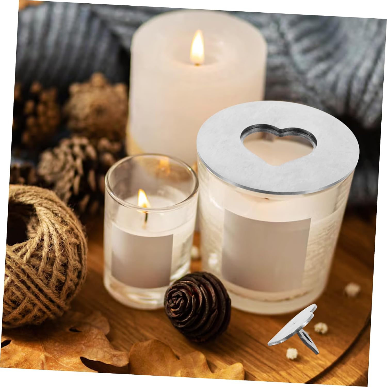 MAGICLULU Candle Jar Topper Lid Cover Stainless Steel Candle Shade Snuffing Mechanism Keeps Wax Contained