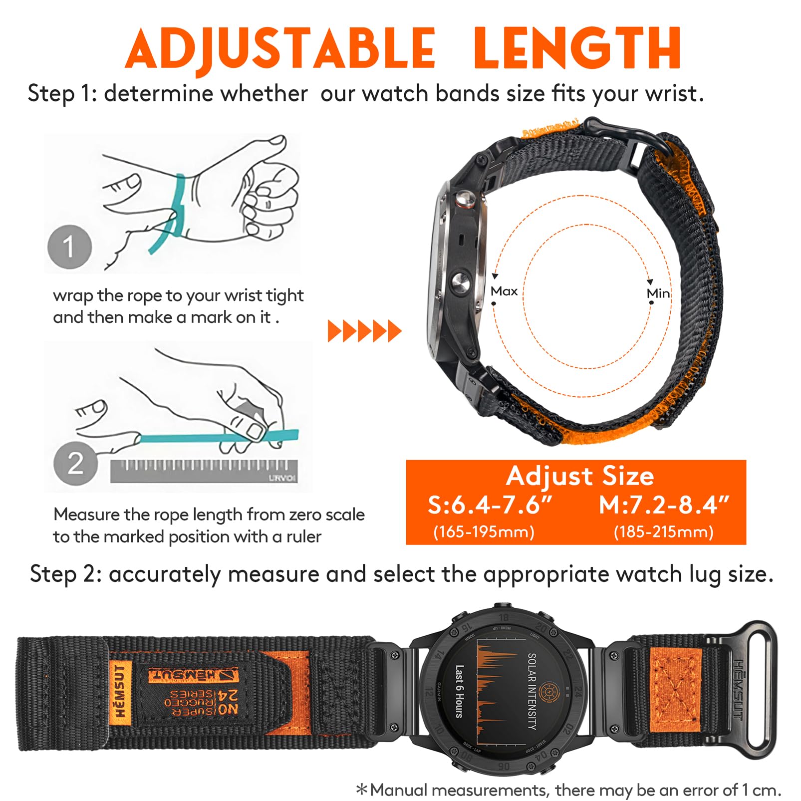 Bracelet militaire 22 mm compatible avec Garmin Fenix 8 47 mm/7/7 Pro/6/6 Pro/5/5 Plus/E 47 mm, MARQ Athlete/Golfer/Driver/Captain/Adventurer/Commander, Instinct 2/Crossover/Tacical/Esports/Tide, D2
