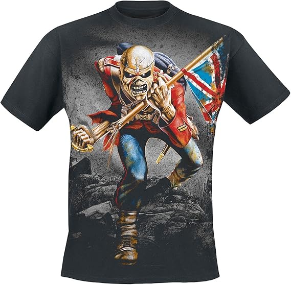 Iron Maiden TheTrooper Hombre Camiseta Negro Regular