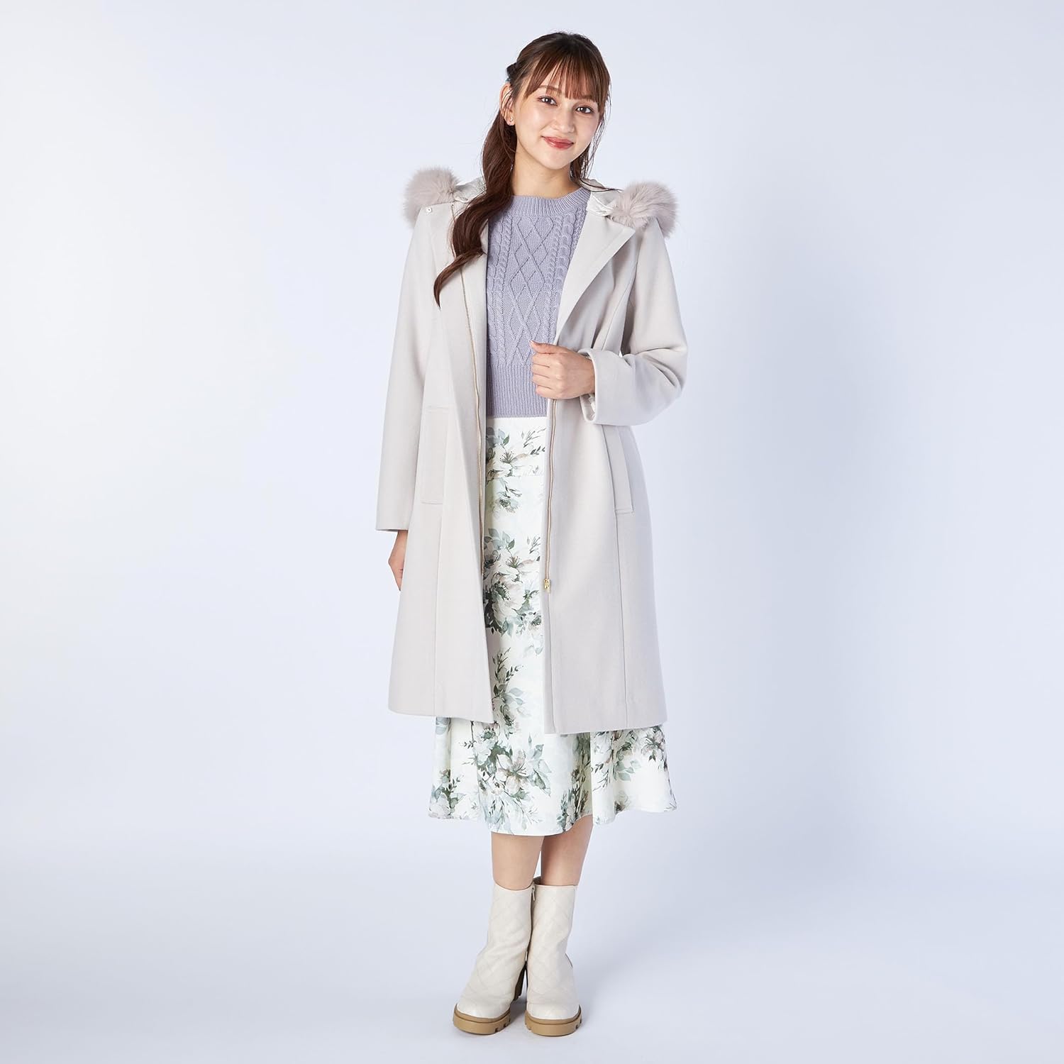 Amazon | フード付きジップコート エクリュー 036 | コート