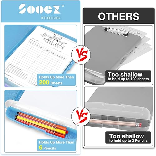 Miniatura 127 de Sooez - Sujetapapeles de documentos clínicos con almacenamiento, sujetapapeles de plástico resistente y alta capacidad con soporte para bolígrafo