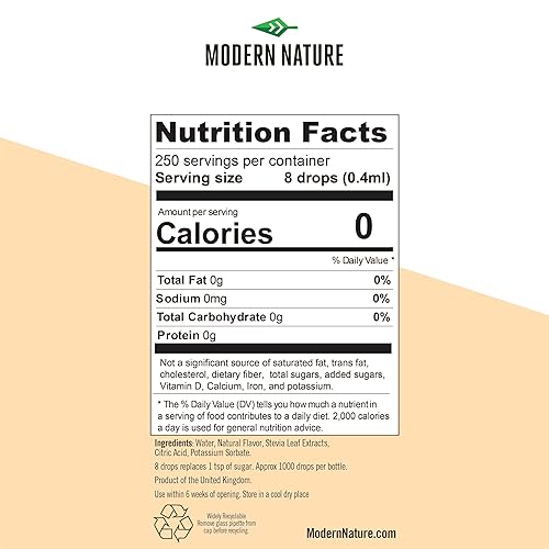 Miniatura 6 de Modern Nature Edulcorante líquido de Stevia en gotas de sabor a vainilla, alternativa al jarabe de café sin azúcar sin calorías, café saborizado,