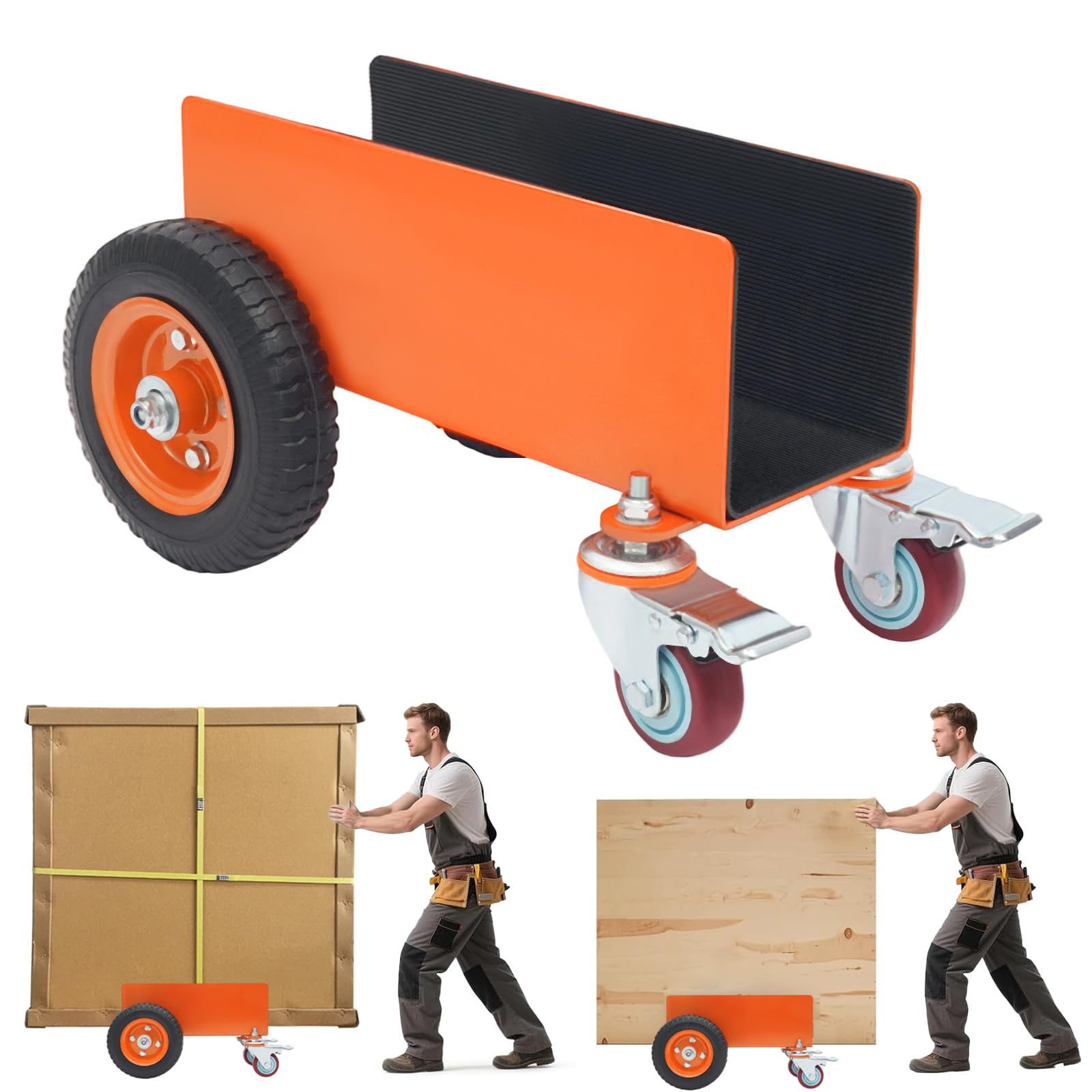 Plattenwagen bis 300 kg, Plattentransporter mit Luftreifen und Lenkräder | Plattenwagen Klemmbacken 0-230 mm | Transporthilfe für Stahlplatten, Matratzen, Türen und Trockenbauplatten