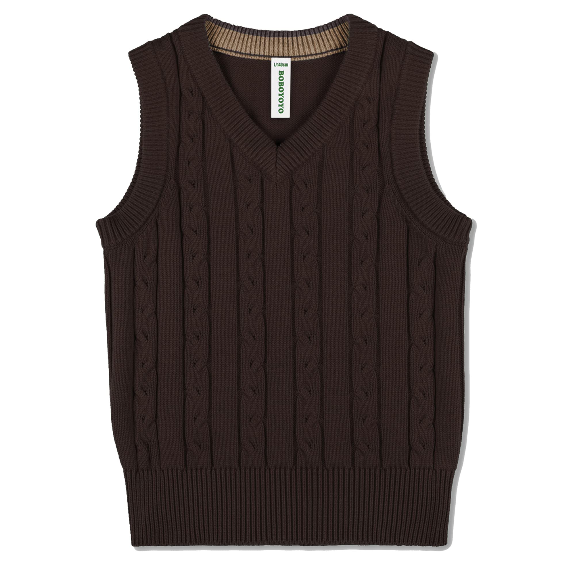 BOBOYOYO Boys Sweater Vest Unisex Cable Knit 100% Cotton Toddler Uniform Vest for Little Big Childrens Kids Teenage Girls