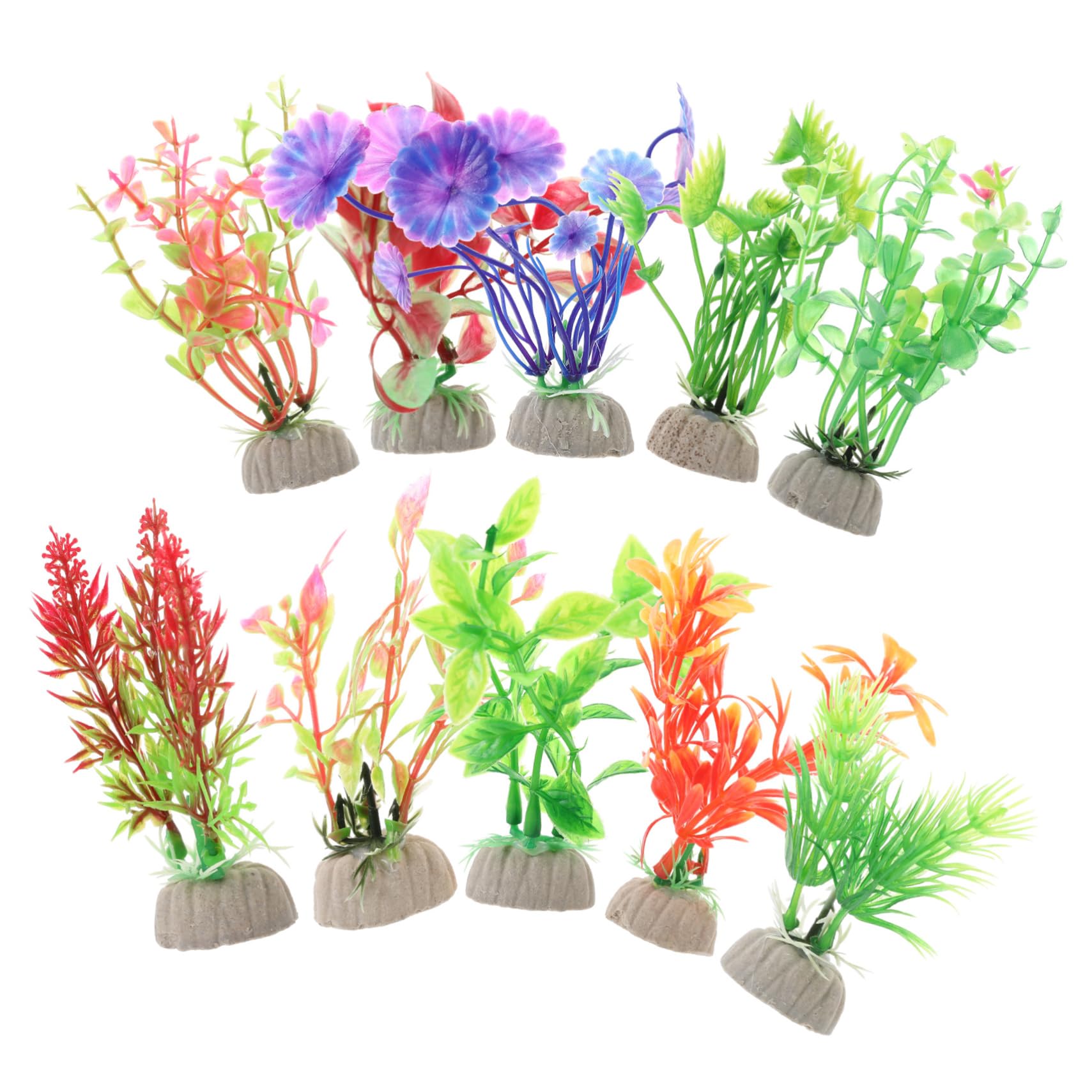 Amosfun 5 Set Piante D'acquario in Plastica Piante Artificiali Aquarium Terrario Piante Aqua Acquatico Pianta Piante D'acquario Finte Decorazione Dell'acquario 10 Pezzi*5