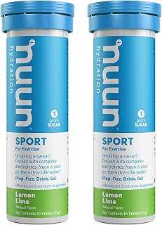 Nuun Active: Lemon+Lime Electrolyte Enhanced Drink Tablets, 10 Count (Pack of 2)